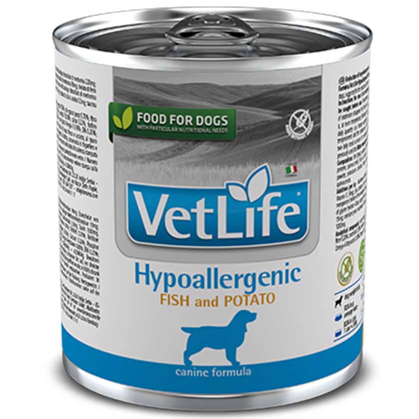 X_vetlifedoghypoallergenicfishlata300gr6224 VET LIFE WF DOG HYPOALLERGENIC FISH AND POTATO 300 GR - Imagen 1