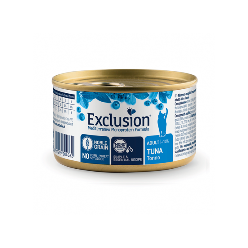 Exclusion-Gato-Mediterraneo-Atun-85-grs EXCLUSION LATA GATO ADULTO ATUN 85GR - Imagen 1